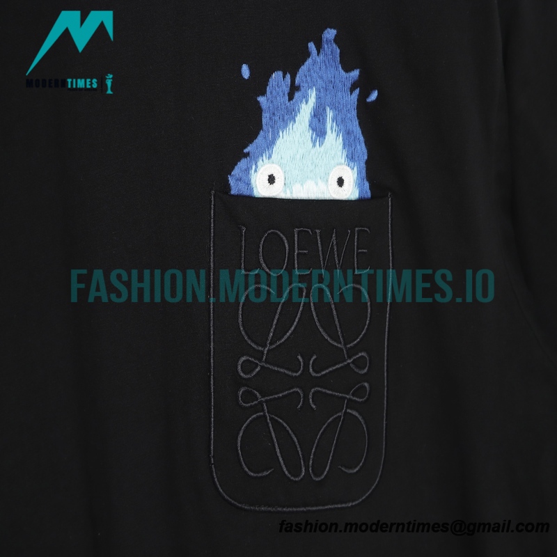 Loewe - 23SS Flame Four-leaf Clover Pocket Short-sleeved T-shirt Loewe - 23SS Flame Four-leaf Clover Pocket Short-sleeved T-shirt